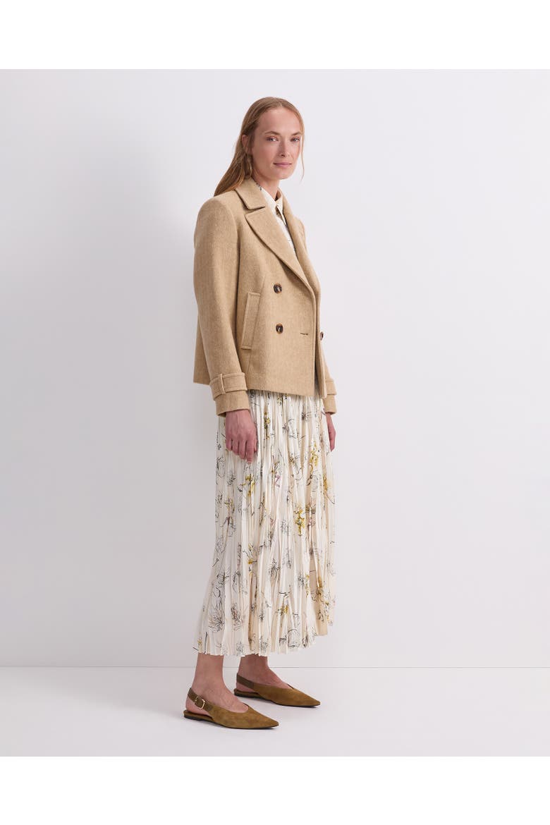 Wool-Blend Pea Coat, Alternate, color, Tan