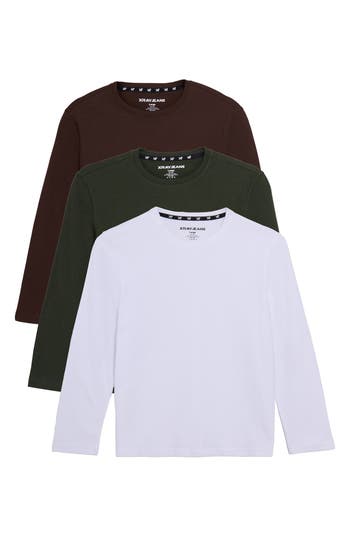 X-ray Xray Kids' 3-pack Long Sleeve Cotton T-shirts In Multi