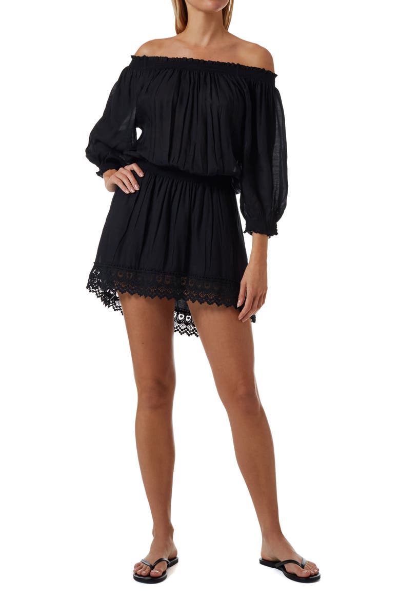 Ivy Off the Shoulder Cover-Up Dress, Main, color, BLACK
