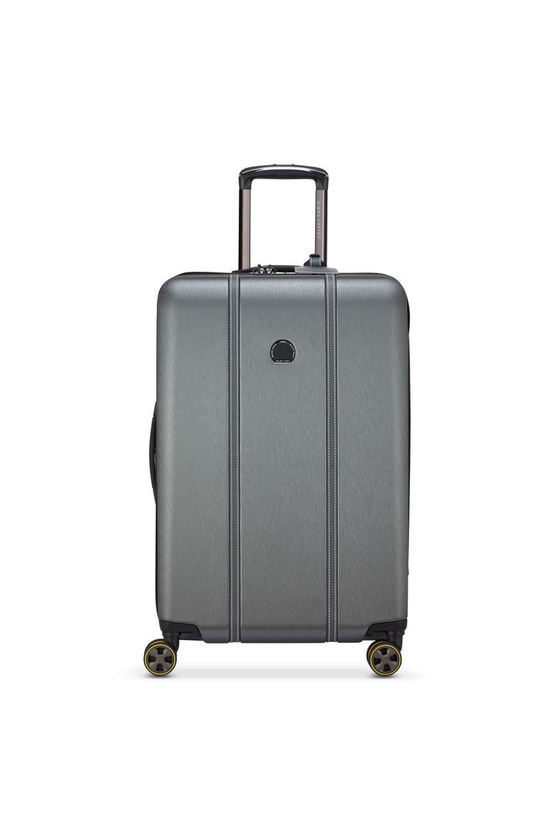 Cadence Hardside Expandable 24" Medium Checked Spinner Luggage, Alternate, color, Brushed Silver