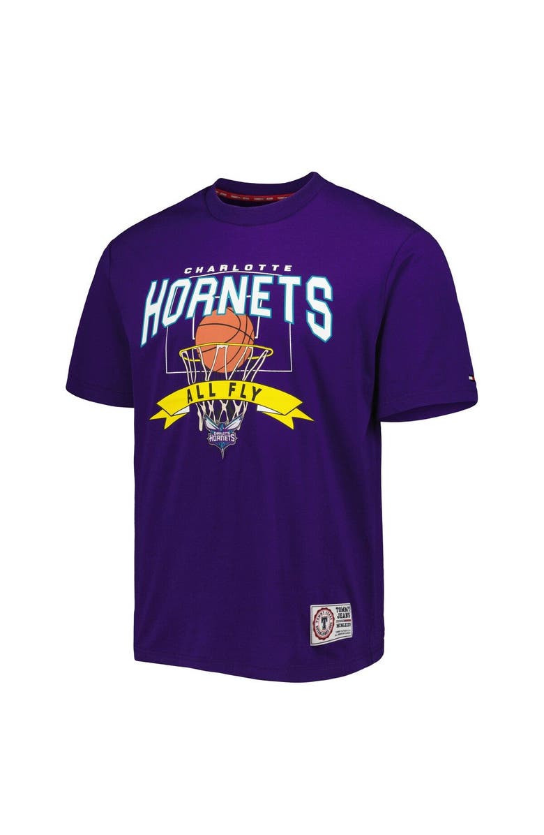 TOMMY JEANS Men's Tommy Jeans Purple Charlotte Hornets Tim Backboard T-Shirt, Alternate, color, Purple