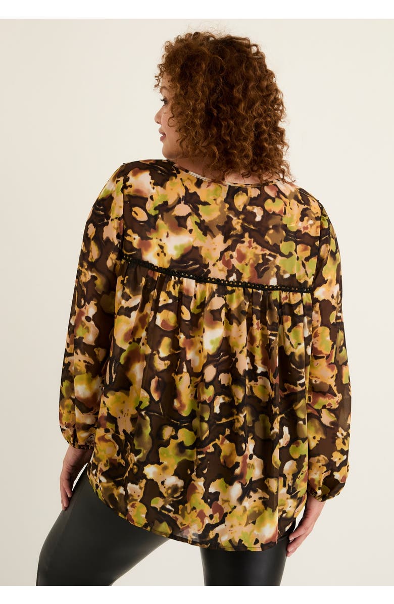 June + Vie Lace Trim Blouse, Alternate, color, Watercolor Floral