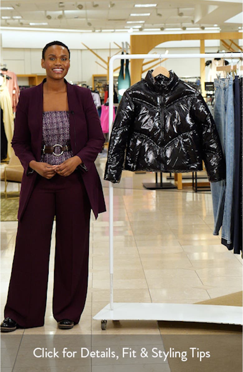 Shiny Chevron Quilted Puffer Coat, sales video thumbnail