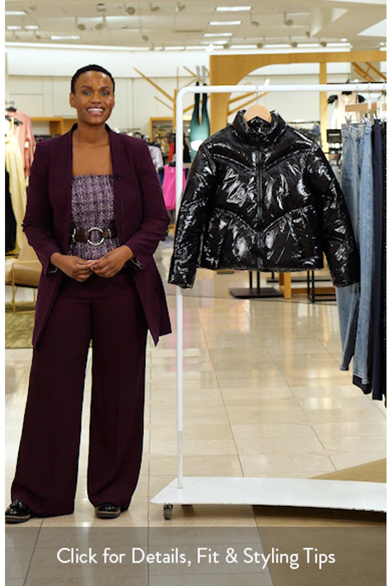 Shiny Chevron Quilted Puffer Coat video