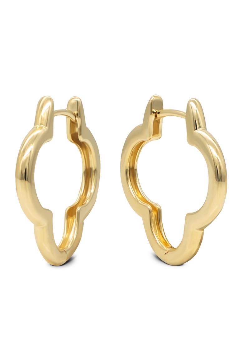 Clover Hoop Earrings in 14K Gold, 18mm, Main, color, Yellow Gold