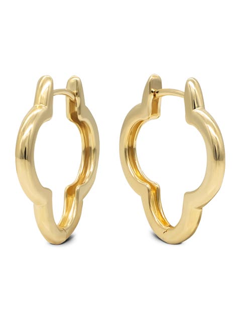Clover Hoop Earrings in 14K Gold, 18mm