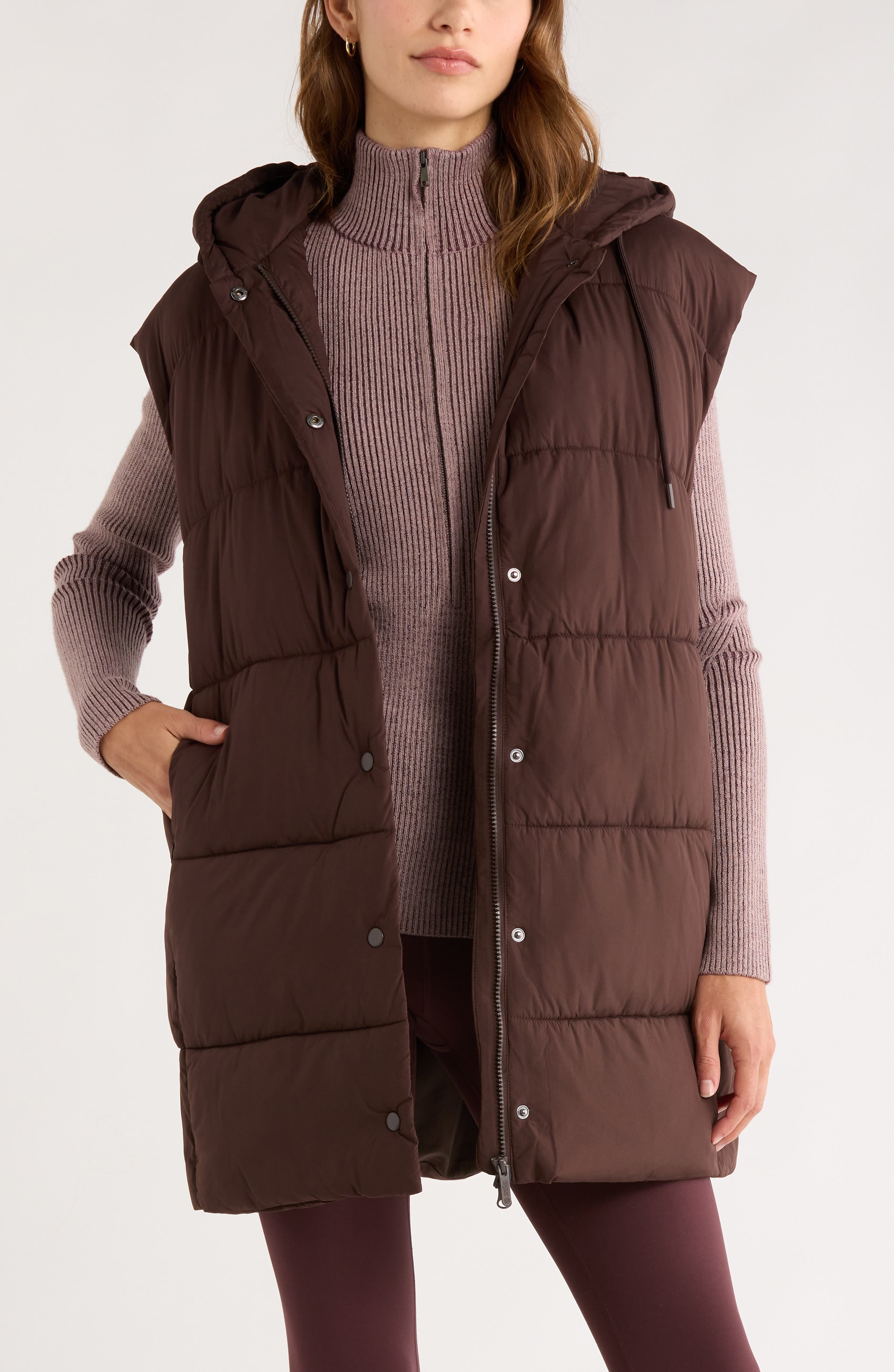 Zella Longline Hooded Puffer Vest