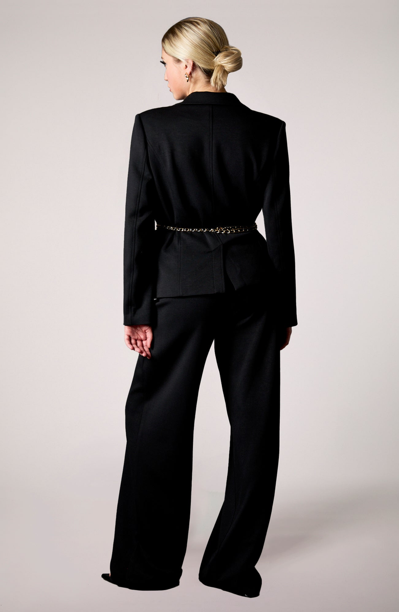 BLUE REVIVAL Taylor Belted Blazer in Black, Alternate, color, 
