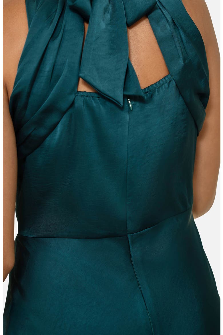 Satin Halter Neck Midi Dress, Alternate, color, Green