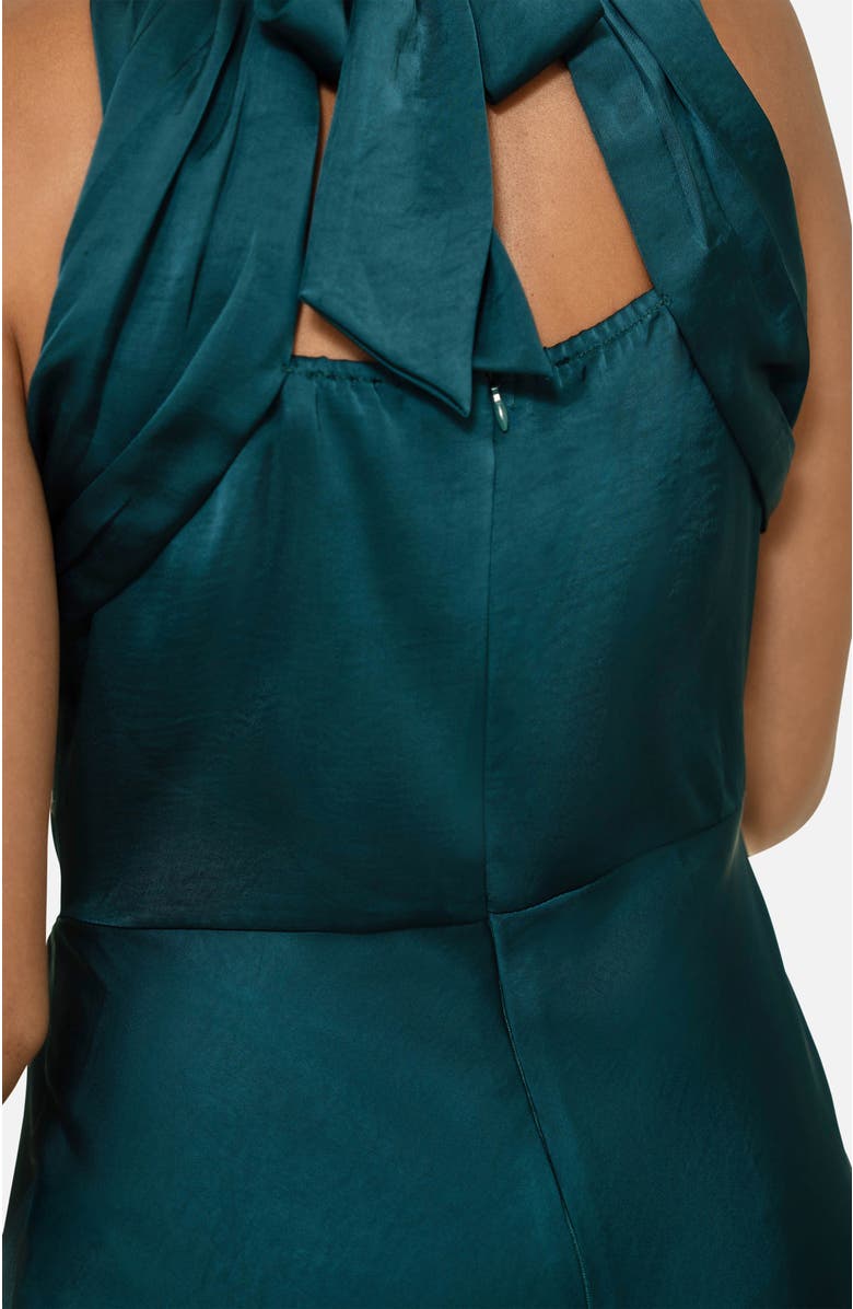 Yumi Satin Halter Neck Midi Dress, Alternate, color, Green