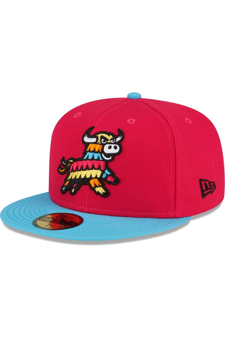 Men's New Era Coral/Light Blue Erie SeaWolves Copa De La Diversion 59FIFTY Fitted Hat, Main, color, Coral