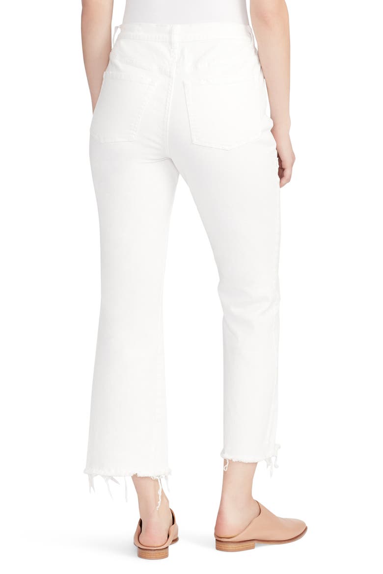 High Waist Crop Flare Jeans, Alternate, color, WHITE
