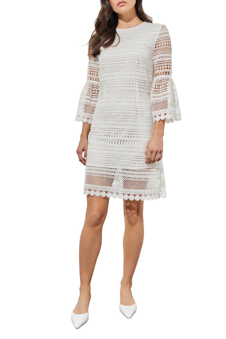 Open Stitch Embroidered Dress, Main, color, WHITE