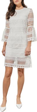 Ming Wang Open Stitch Embroidered Dress