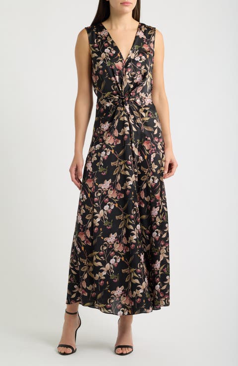 Floral Print Sleeveless Maxi Dress