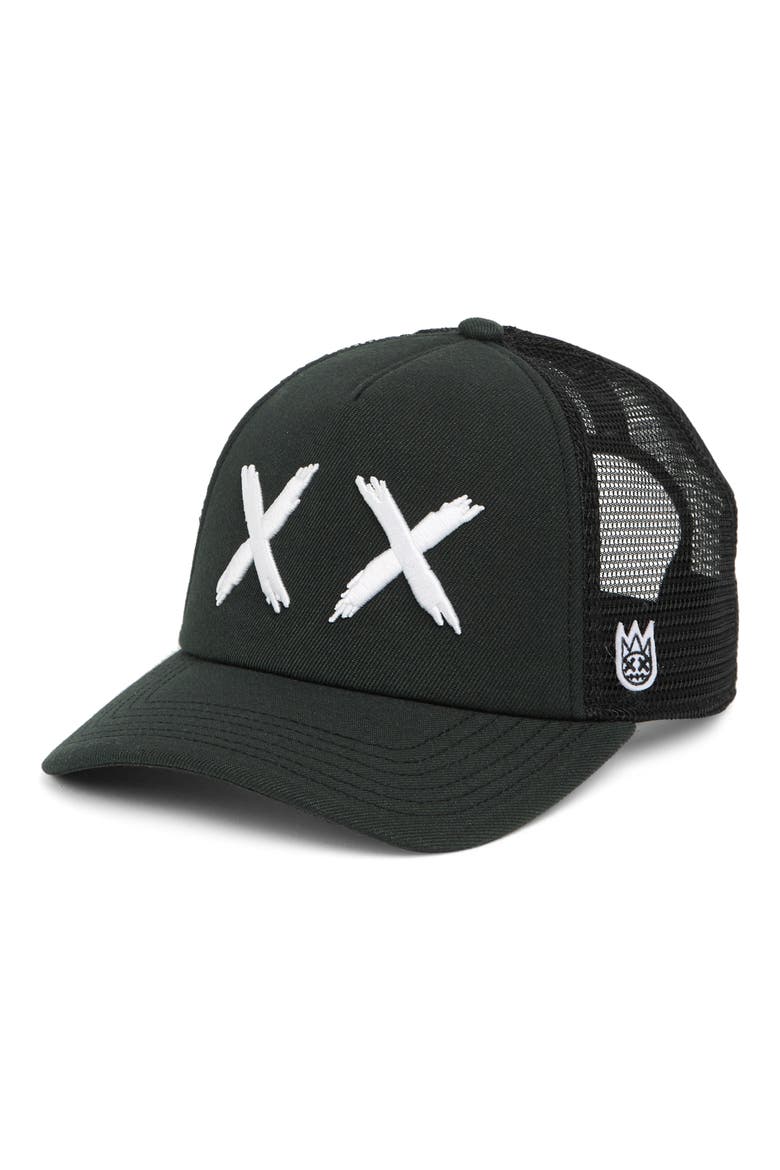 Embroidered Mesh Back Trucker Cap, Main, color, BLACK