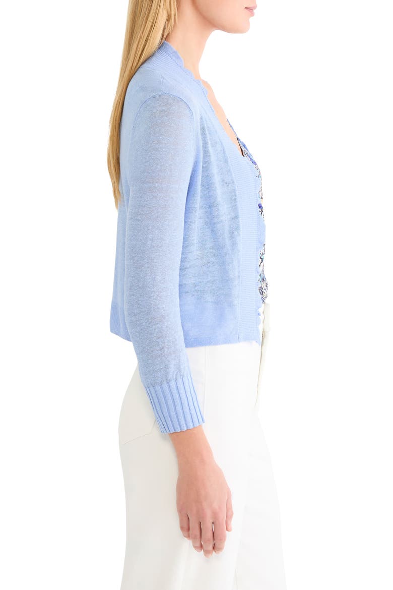 Ruffle Featherweight Linen Blend Cardigan, Alternate, color, FRENCH BLUE
