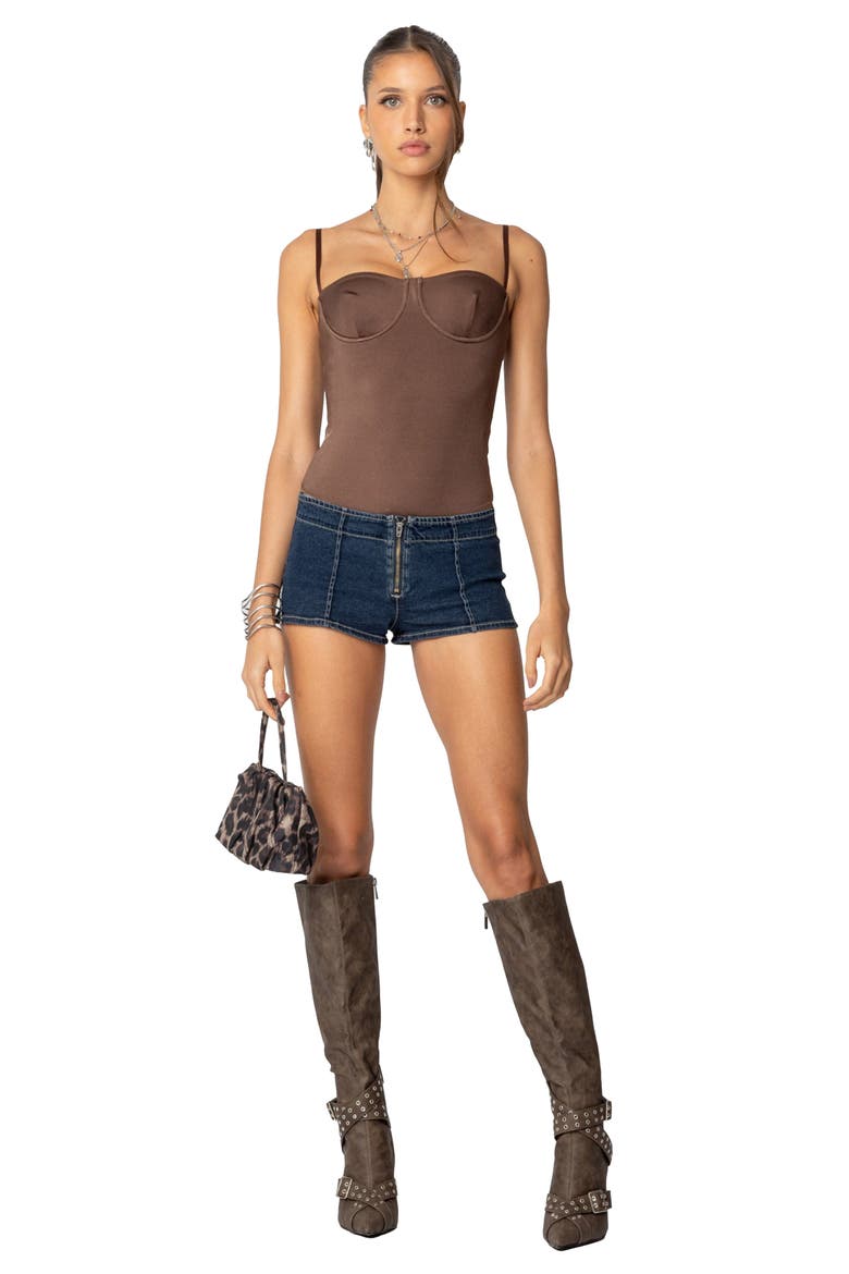 Laurel Bustier Bodysuit, Alternate, color, BROWN