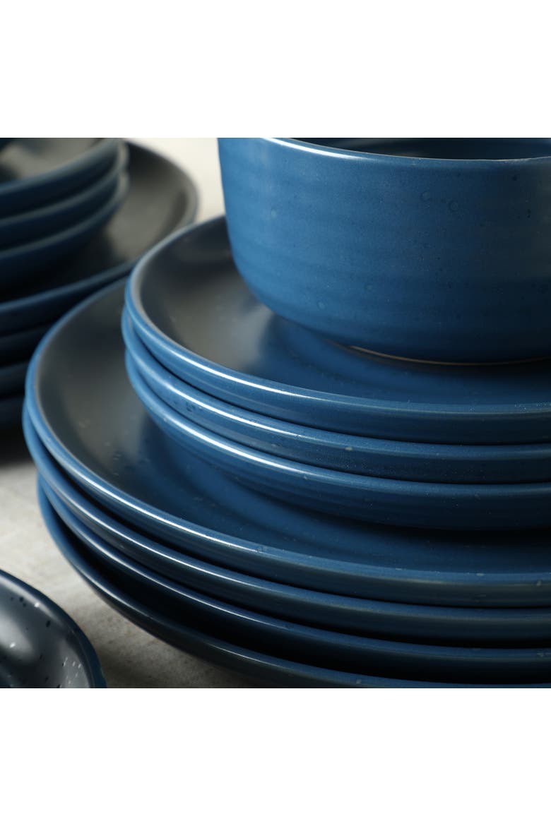 Ion Stoneware 12-Piece Dinnerware Set, Alternate, color, Blue