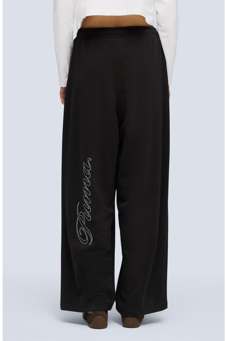 Rhinestone Logo Detail Cotton Blend Fleece Pants, Alternate, color, PUMA BLACK