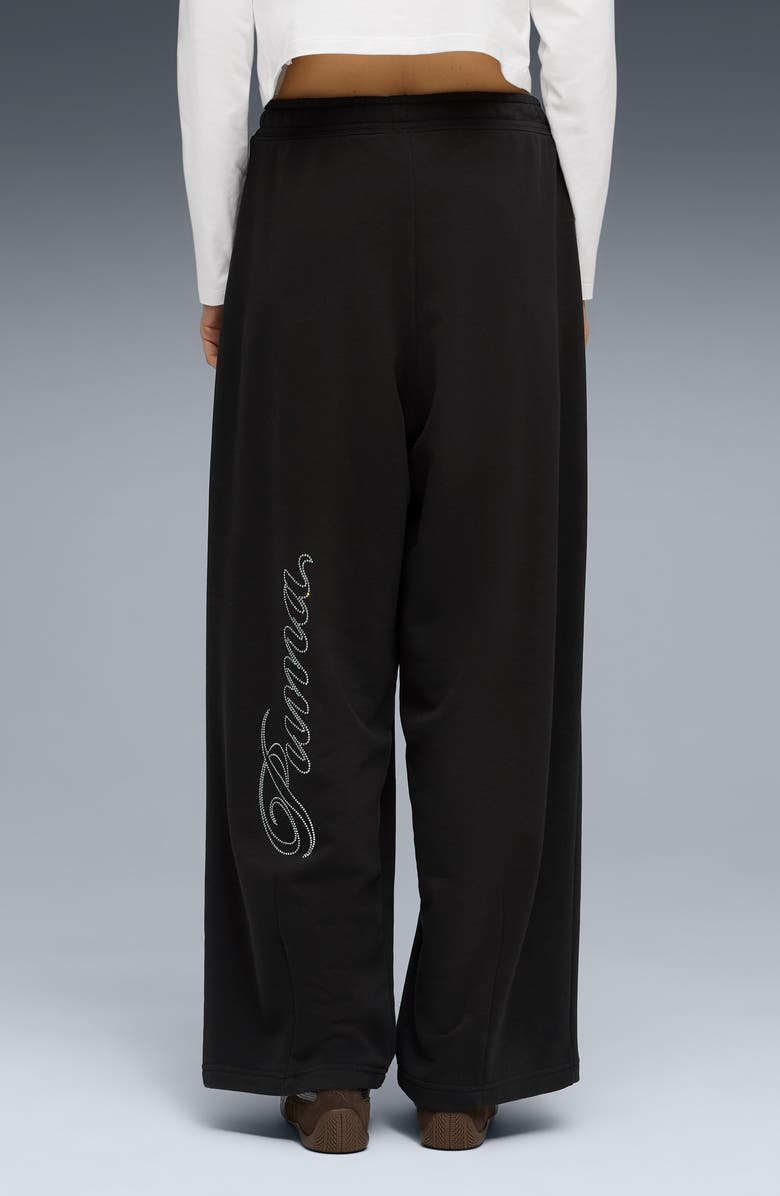 PUMA Rhinestone Logo Detail Cotton Blend Fleece Pants, Alternate, color, 