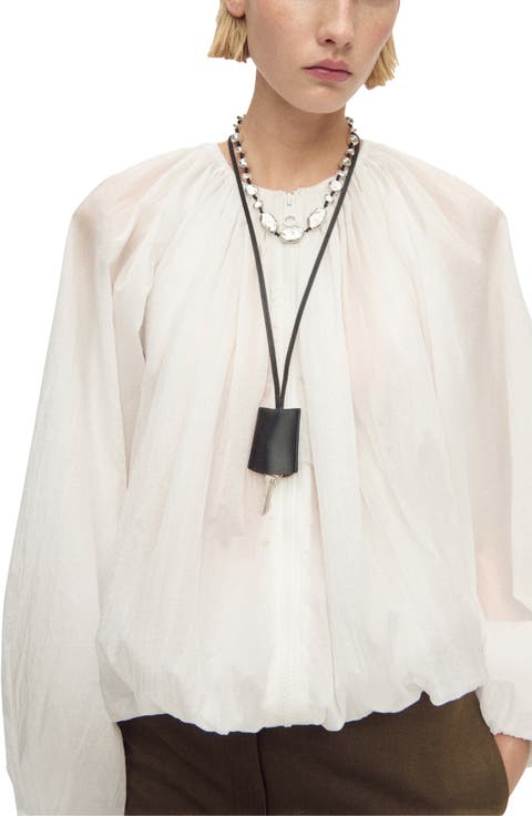 Gathered Semisheer Zip Jacket