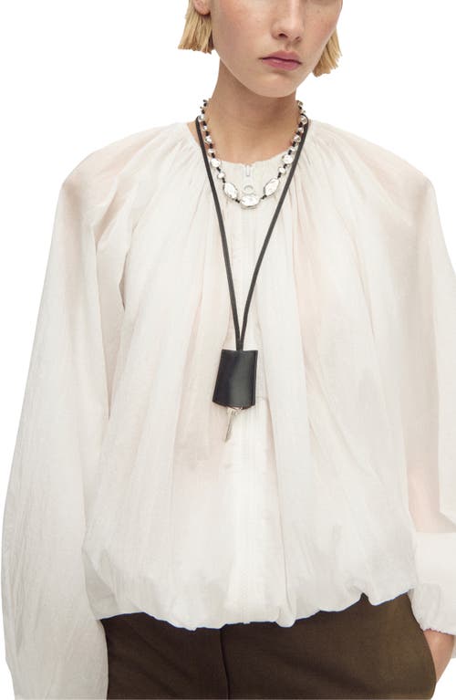 Mango Gathered Semisheer Zip Jacket In White