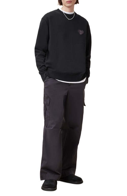 Allsaints Lover Heart Patch Relaxed Fit Sweatshirt In Washed Black