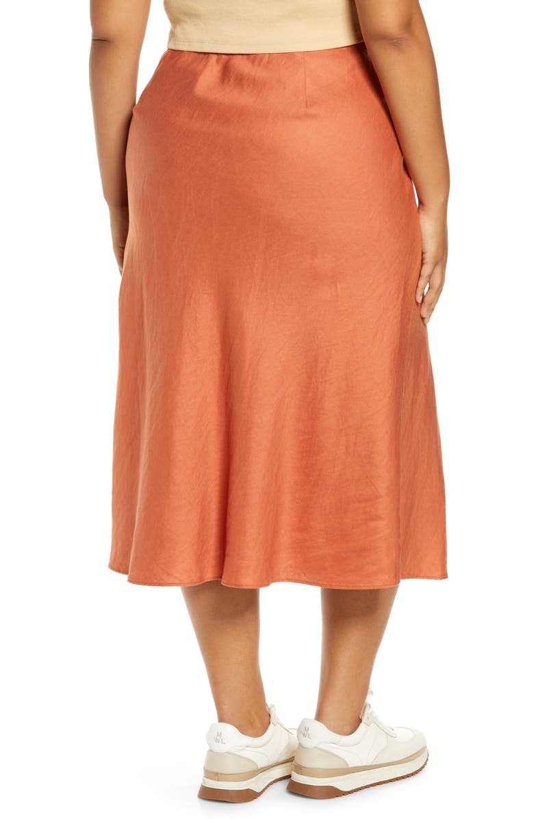 Madewell Linen Blend Drawstring Midi Skirt, Alternate, color,