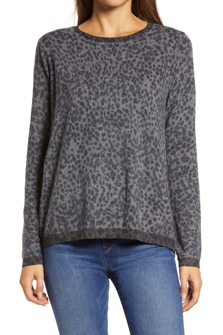 Leopard Print Sweater (Nordstrom Exclusive), Main, color, NAMU- NAVY MULTI