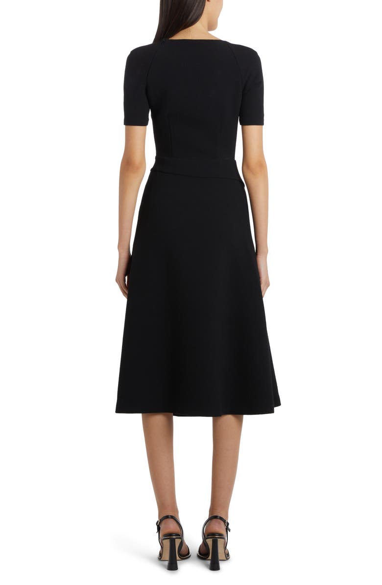 Etro Leaf Embroidered Short Sleeve Virgin Wool Midi Dress, Alternate, color, 