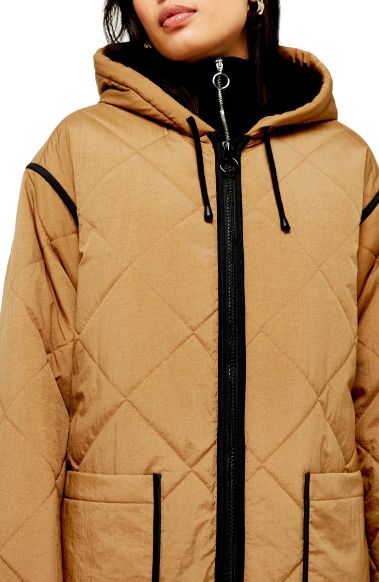 Topshop Jane Hooded Longline Parka, Alternate, color, 