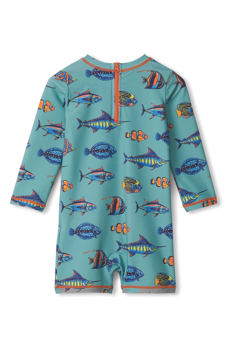 Hatley Tropical Fish Long Sleeve One-Piece Rashguard Swimsuit, Alternate, color, 