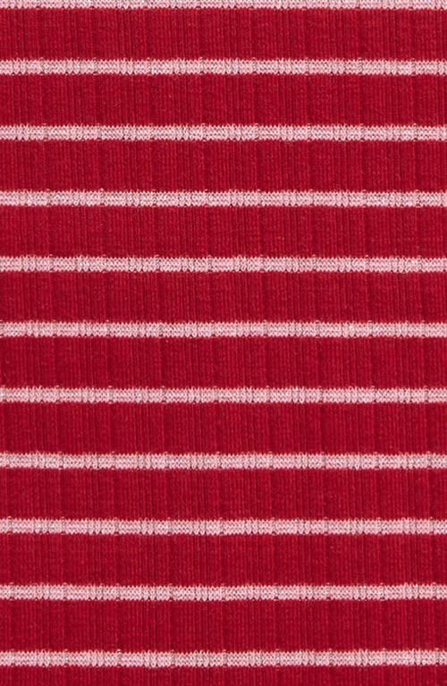 Shop Nordstrom Kids' Metallic Mock Neck Top In Red Rio- Silver Luxe Stripe