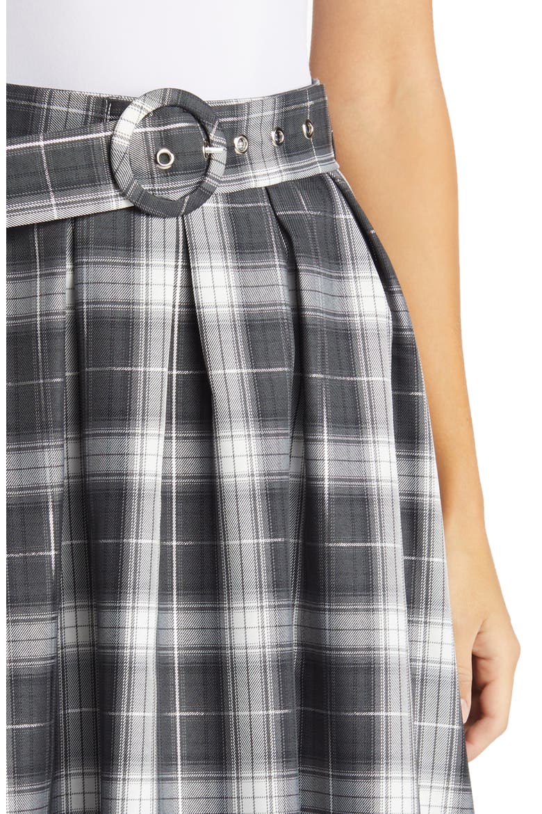 Olivia Plaid Belted Skirt, Alternate, color, BLACK