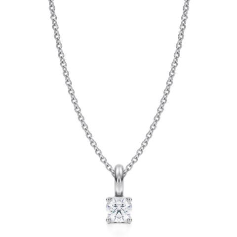 Round Solitaire Lab Diamond 4-Prong Necklace 14K Yellow Gold