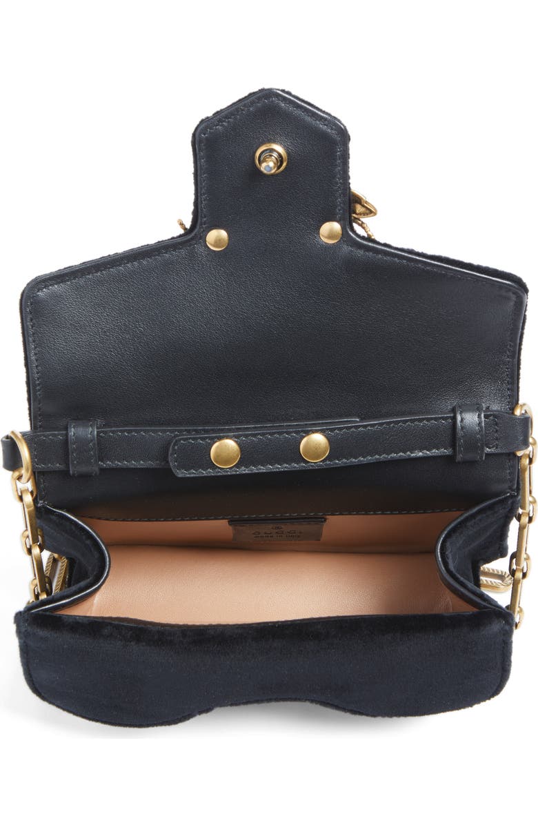 Gucci Broadway Bee Velvet Shoulder Bag, Alternate, color,