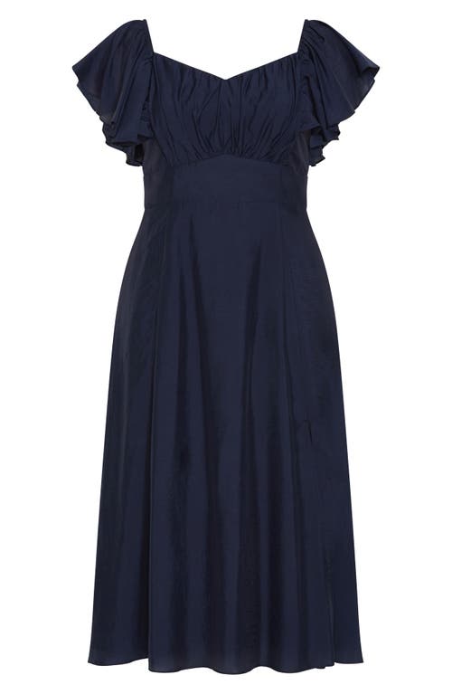 City Chic Alisa Tie Front Dress In Blue