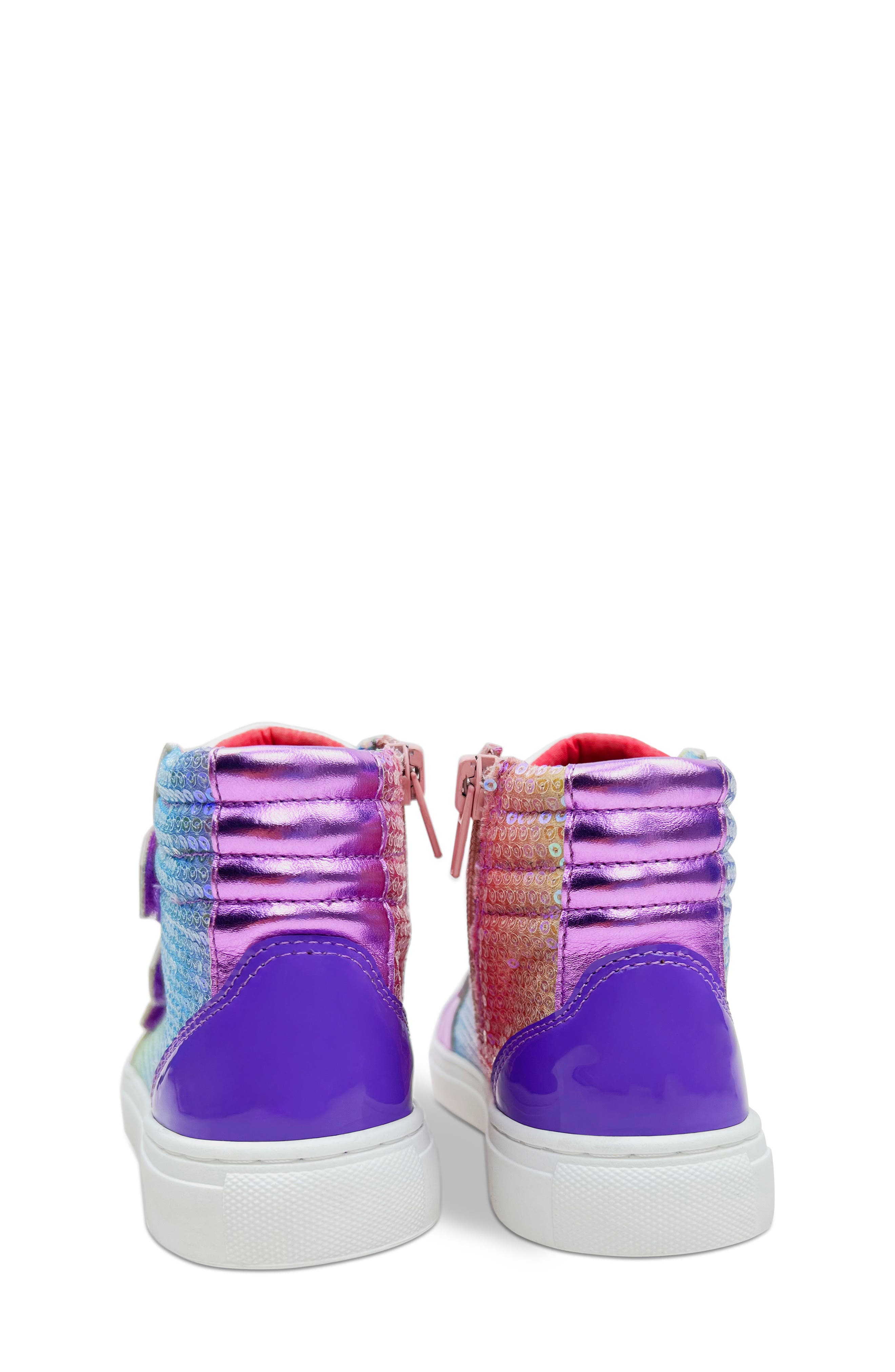 Yosi Samra Kids
 Miss Hannah Sequin High Top Sneaker, Alternate, color, Purple Multi