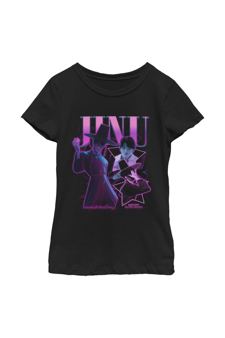 Girl's KPop Demon Hunters Jinu Saja Collage  Graphic T-Shirt, Main, color, Black