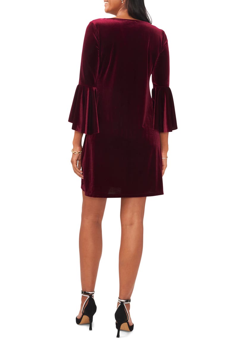 Velvet Bell Sleeve Dress, Alternate, color, WINE