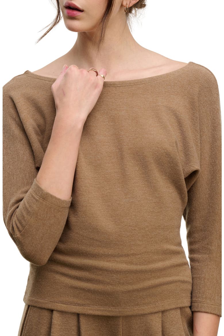 Kashmir Boatneck Knit Top, Main, color, COGN BRWN