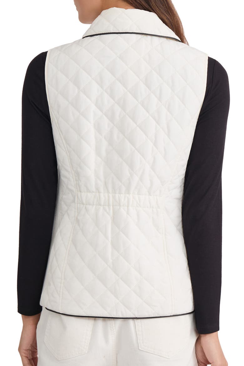 Quilted Faux Leather Trim Vest, Alternate, color, WHITE SAND/ JONES BLACK