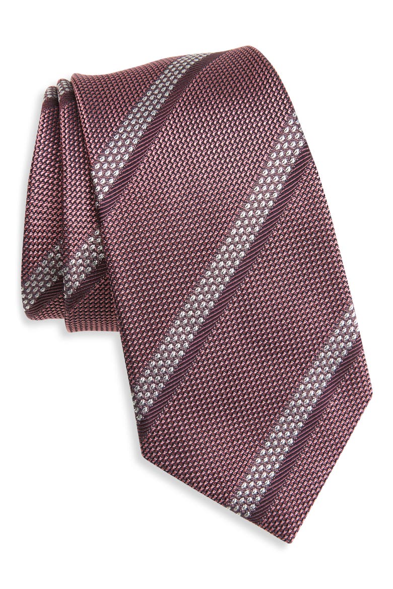 Stripe Mulberry Silk Tie, Main, color, PINK