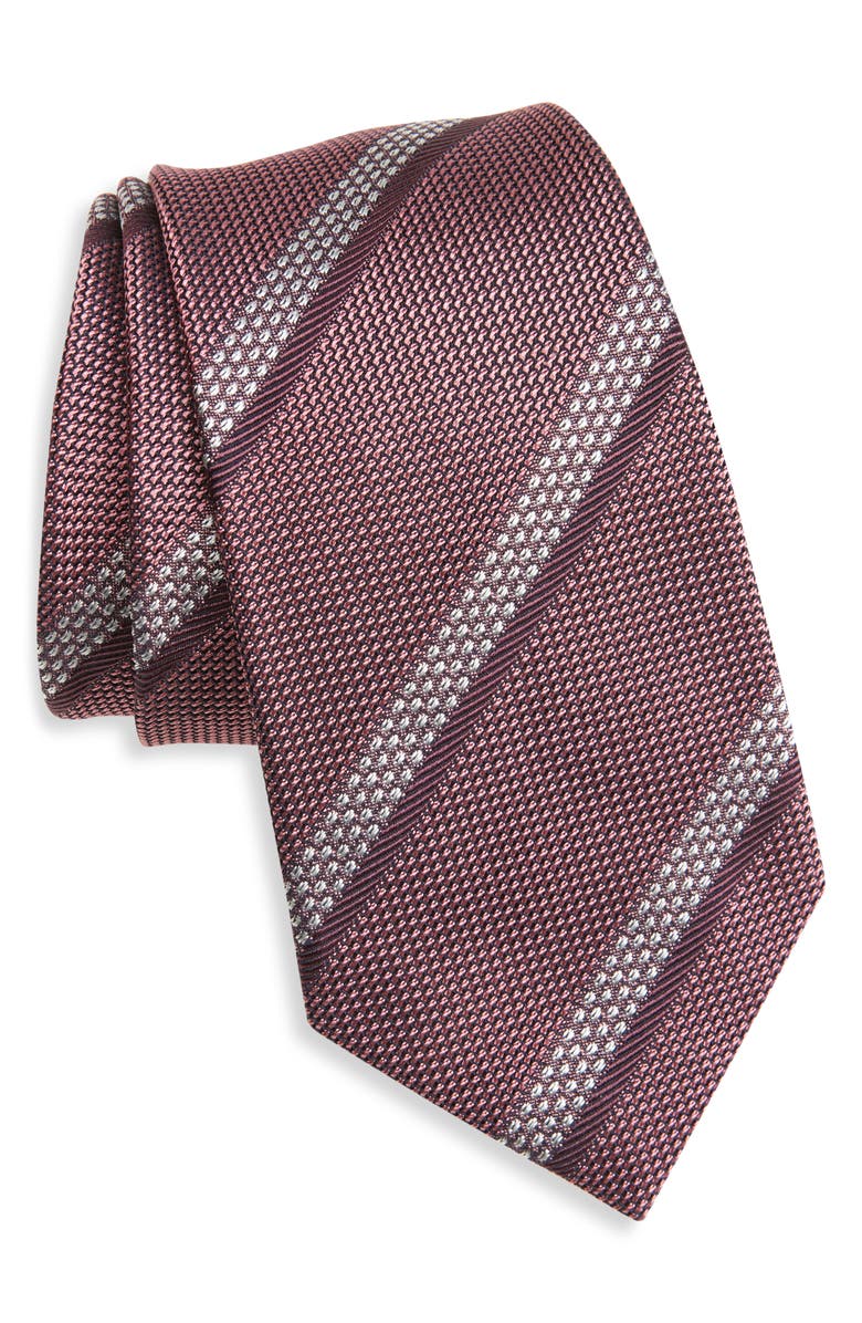 ZEGNA TIES Stripe Mulberry Silk Tie, Main, color, Pink