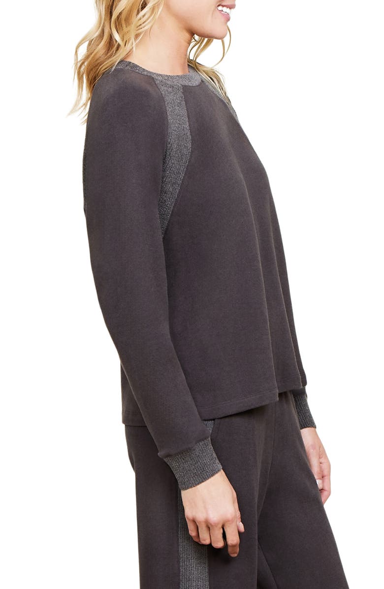 Barefoot Dreams<sup>®</sup> Malibu Collection<sup>®</sup> Brushed Fleece Sweatshirt, Alternate, color, Carbon