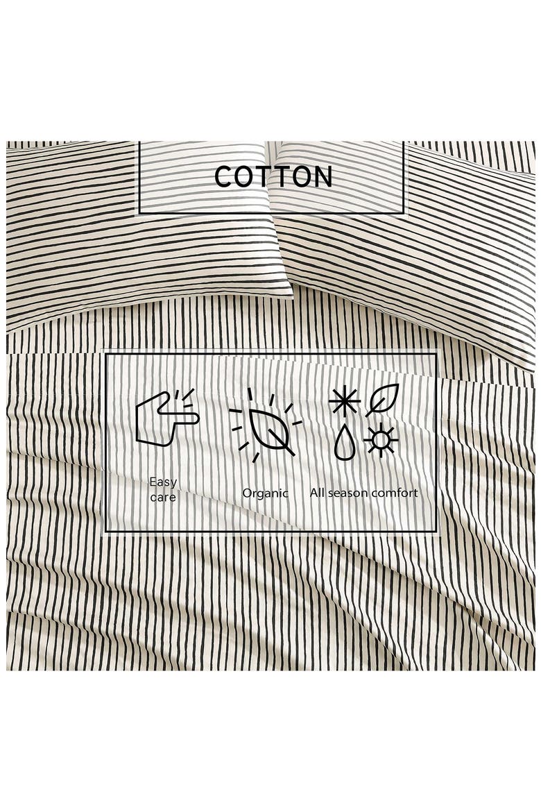 Piccolo Stripe Cotton Sateen King Sheet Set, Alternate, color, OPEN CHARCOAL