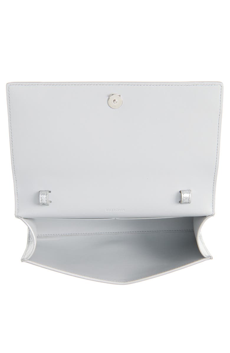 Balenciaga Le City Metallic Leather Wallet on a Chain, Alternate, color, 8122 Silver