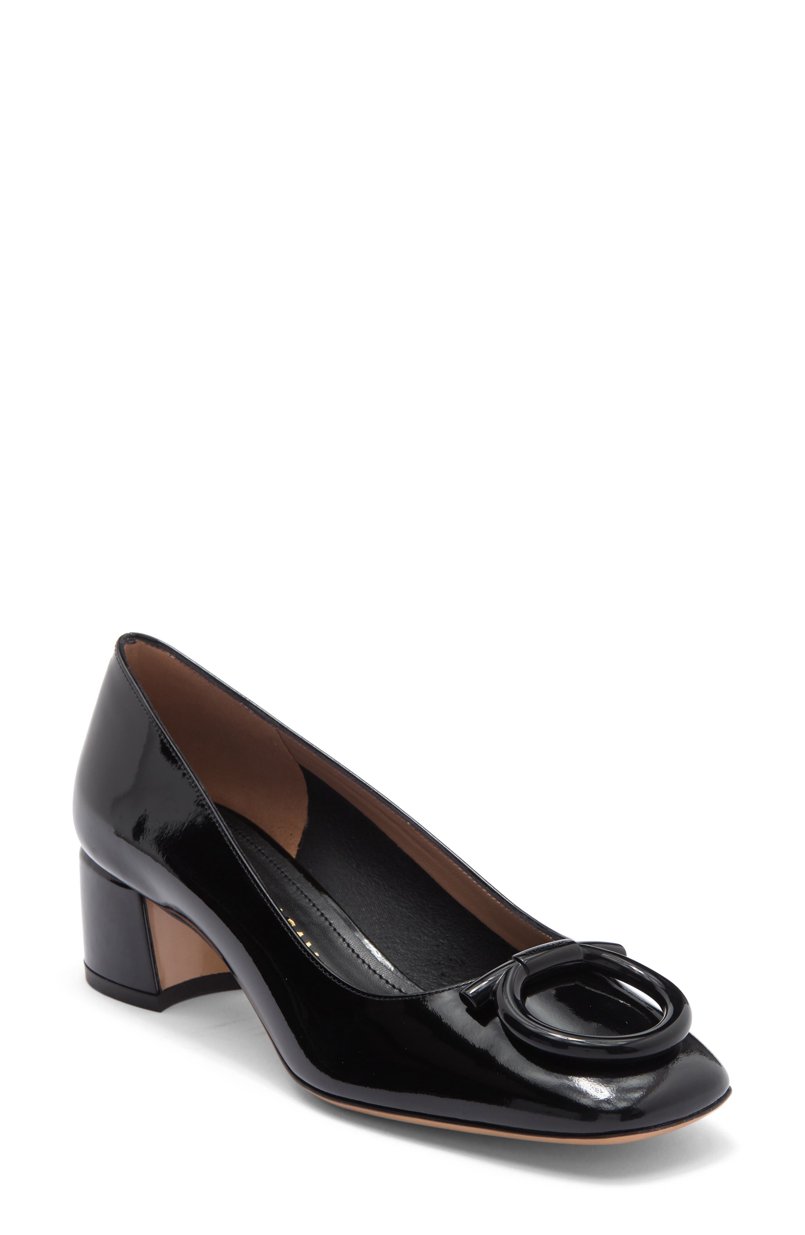 FERRAGAMO Mara Gancio Block Heel Pump, Main, color, Nero