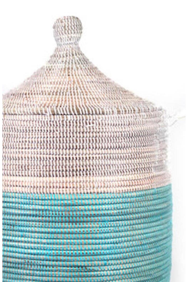 Dou Lid Storage Basket Two-Tone, Alternate, color, Turquoise and White